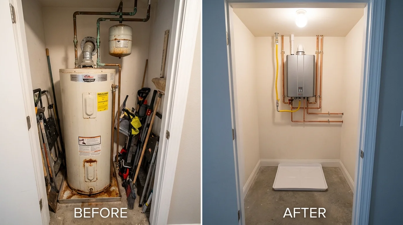 Tank water heater versus wall-mounted tankless unit comparison for Auburn, NH homeowners